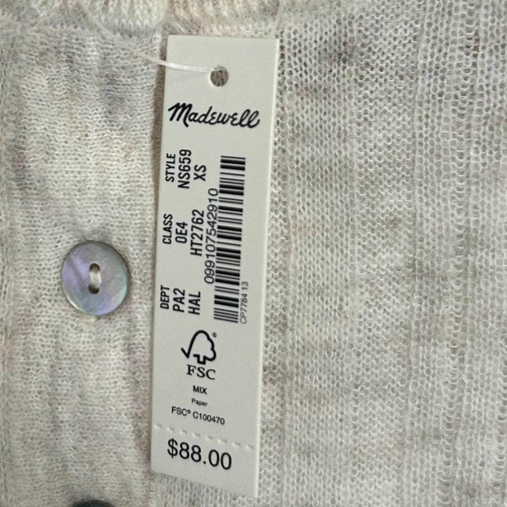 Madewell Ribbed Long Sleeve Henley in Cream - Picture 2 of 4